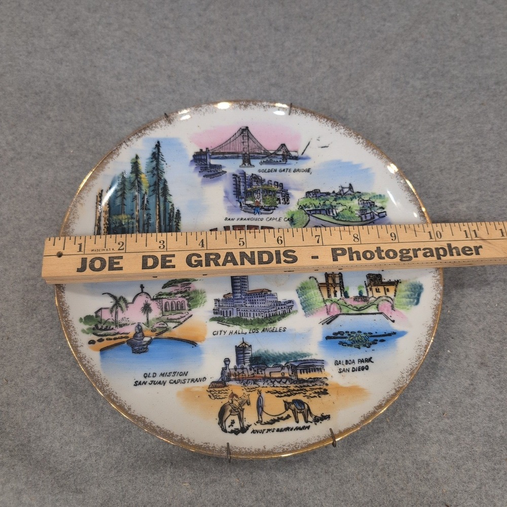 Vintage California Souvenir Plate Continental Royalty Landmarks Gold Rim Decor - Picture 3 of 3